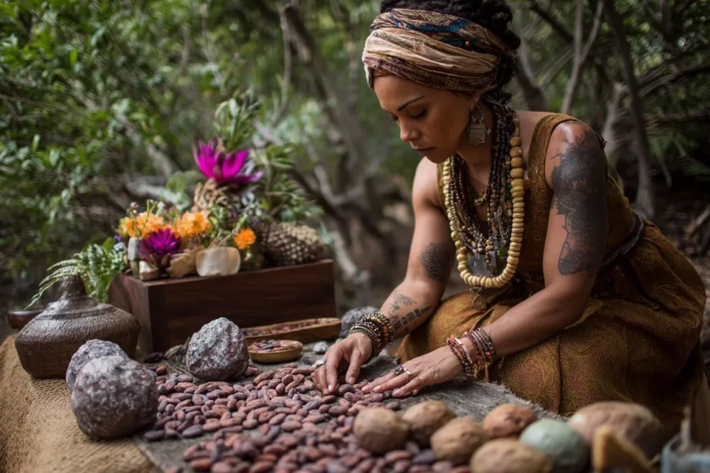 Ceremonial Cacao Peru beans woman