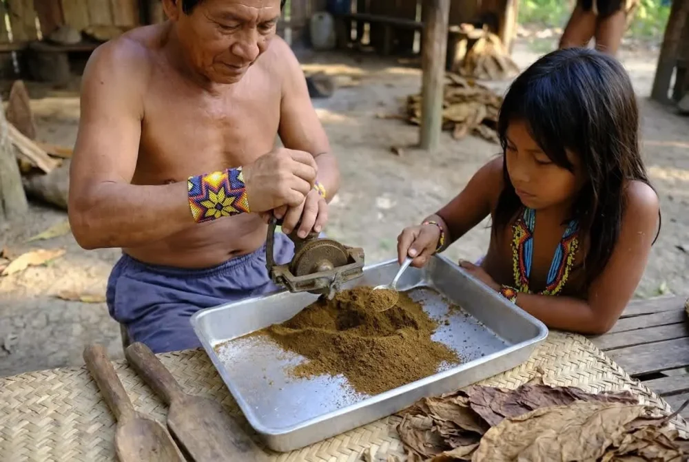 Grinding Mapacho for Rapé