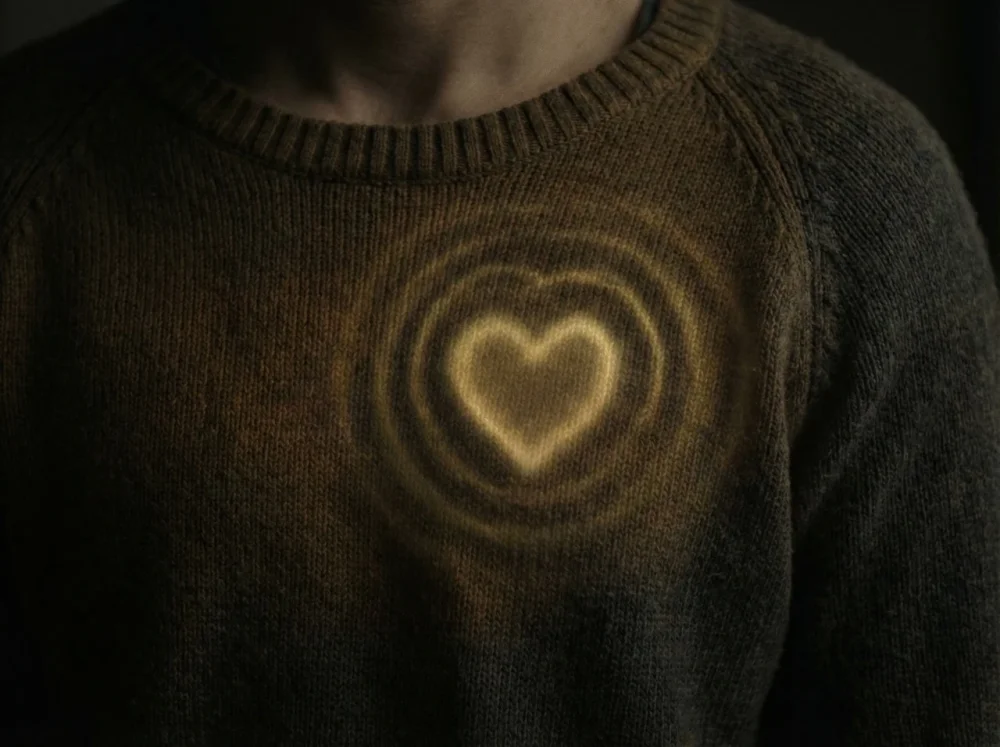human heart on chest