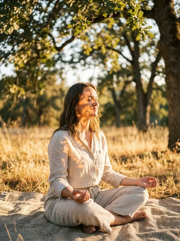 meditation woman in a meadow